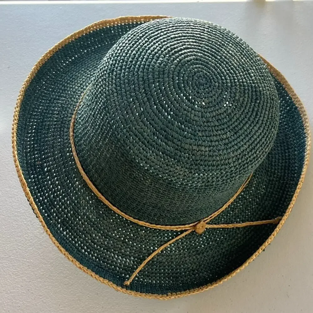 Sunwear Straw Sun Hat Fishing Outdoor Natural Fibers One Size Aqua Blue